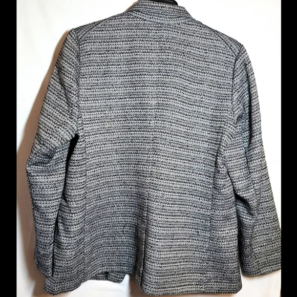 EXPRESS BLAZER L BLACK WHITE TEXTURED METALLIC DOUBLE BREASTED NOVELTY BUTTON